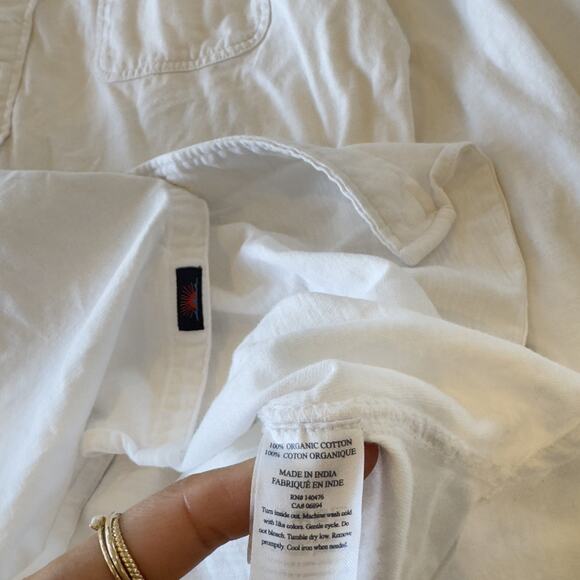 Faherty Organic Cotton White Button Up Long Sleeve Shirt Men XL - Picture 4 of 6